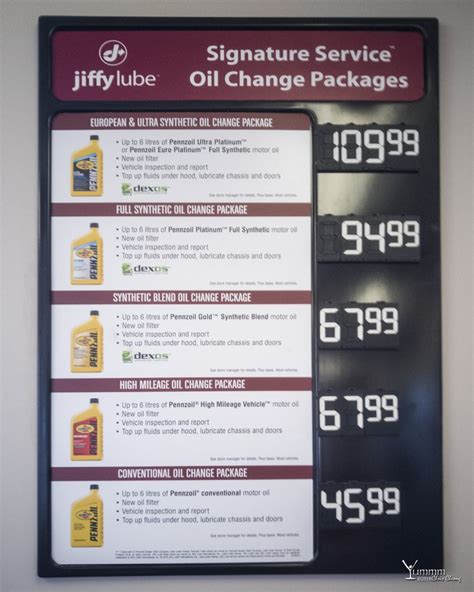 See Options. This isn’t your standard oil change. Whether it’s conventional, high mileage, synthetic blend or full synthetic oil, the Jiffy Lube Signature Service ® Oil Change at . 1225 N Main St is comprehensive preventive maintenance to check, change, inspect and fill essential systems and components of your vehicle.. And, we vacuum the interior of your …